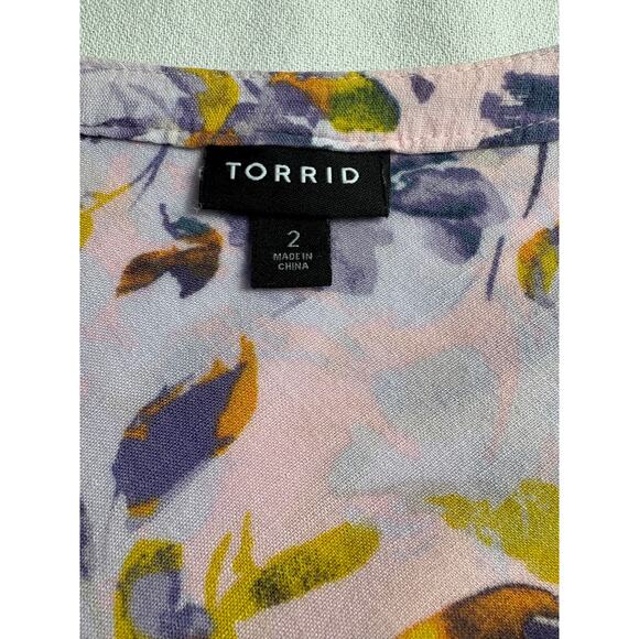 Torrid Women's Dolman Blouse 2X Floral Print Stretch Rayon Short Sleeve Pockets - Picture 7 of 10